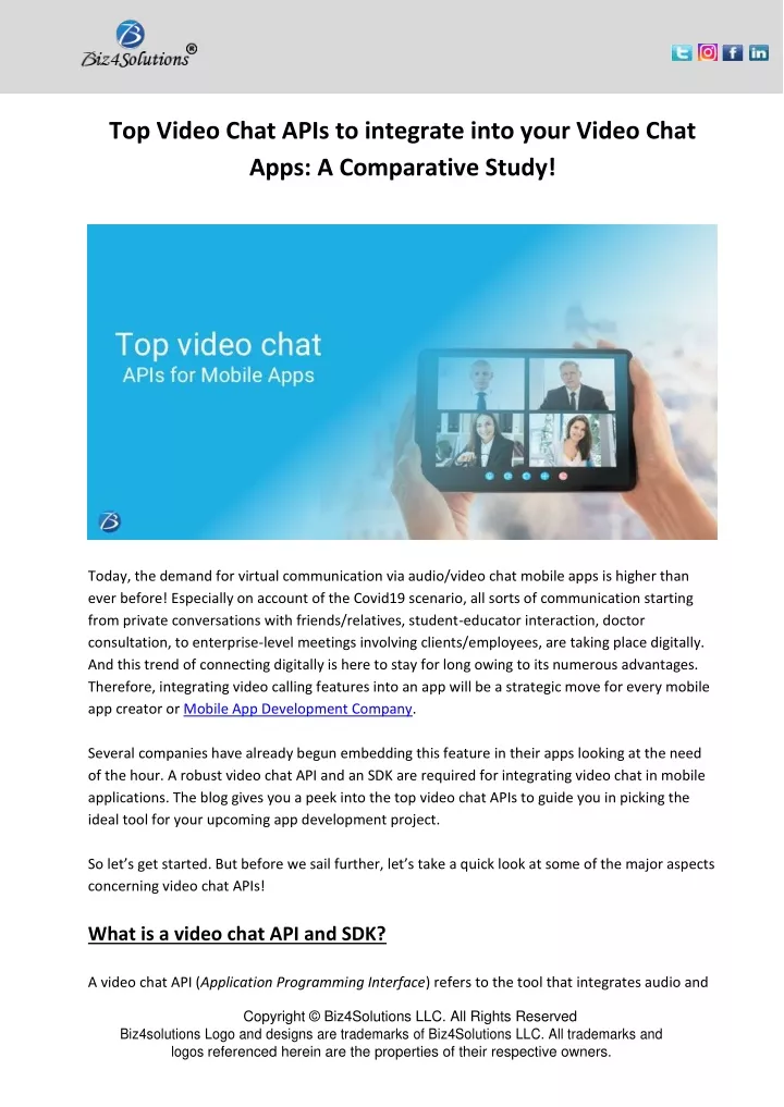 top video chat apis to integrate into your video