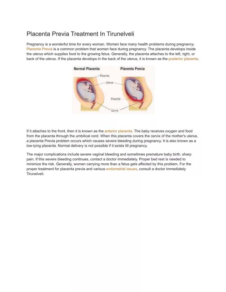 placenta previa treatment in tirunelveli