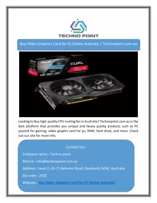 Buy Video Graphics Card for Pc Online Australia | Technopoint.com.au