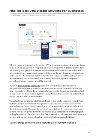 Find The Best Data Storage Solutions For Businesses