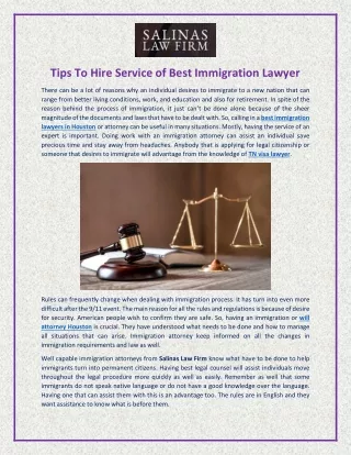 Tips to Hire Service of best immigration lawyers in Houston