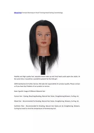 Mixed Hair Female Mannequin Head Training Head Styling Cosmetology