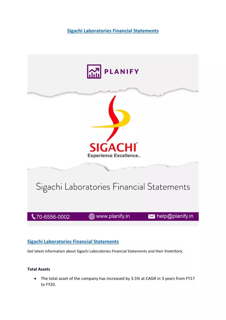 sigachi laboratories financial statements