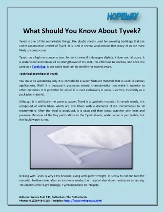 What Should You Know About Tyvek?