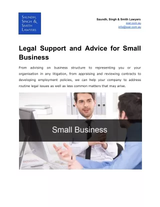 Legal Support and Advice for Small Business