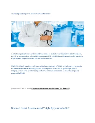triple bypass surgery in india at affordable rates