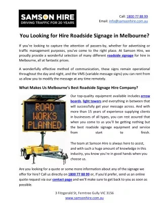 You Looking for Hire Roadside Signage in Melbourne?