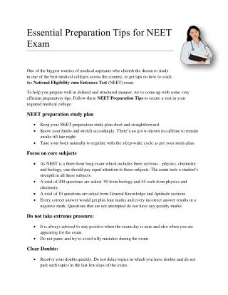 Essential Preparation Tips for NEET Exam