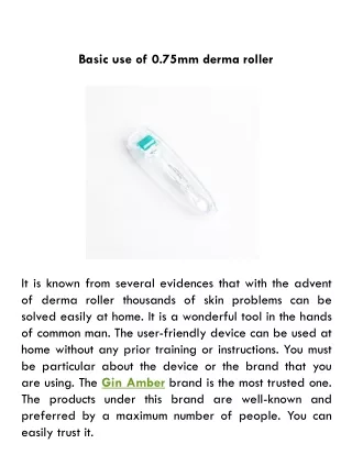 basic use of 0 75mm derma roller