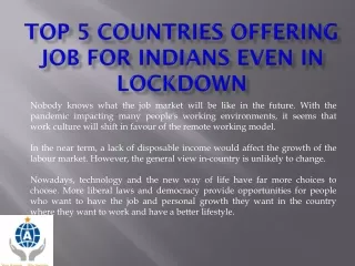 Top 5 Countries Offering Job For Indians Even in Lockdown