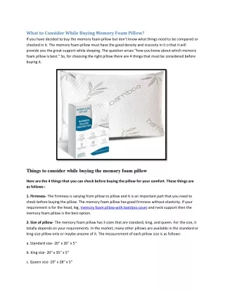 what to consider while buying memory foam pillow