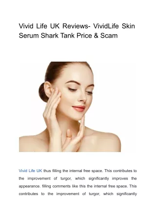 Vivid Life UK Reviews- VividLife Skin Serum Shark Tank Price & Scam