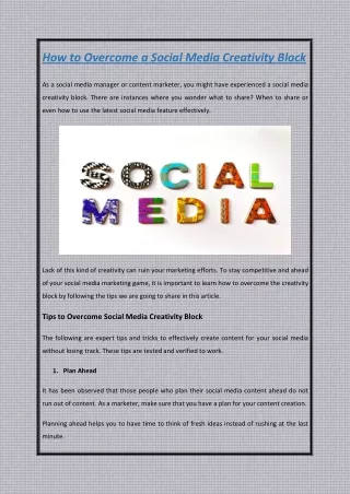 how to overcome a social media creativity block