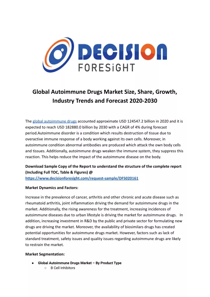 global autoimmune drugs market size share growth