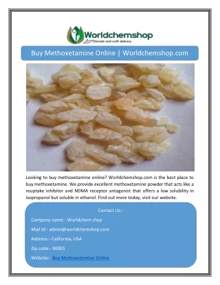 Buy Methoxetamine Online | Worldchemshop.com