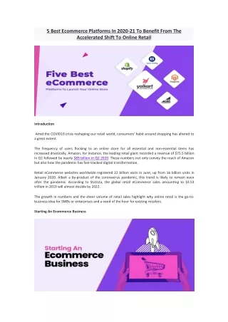 5 Best Ecommerce Platforms In 2020-21 To Benefit From The Accelerated Shift To Online Retail