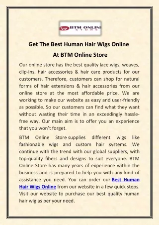 Get The Best Human Hair Wigs Online At BTM Online Store