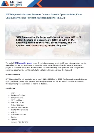 hiv diagnostics market revenue drivers growth