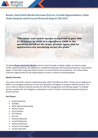 router and switch market revenue drivers growth