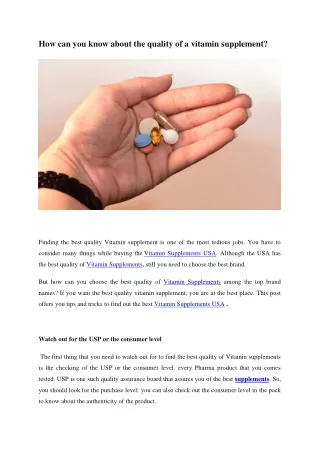 how can you know about the quality of a vitamin