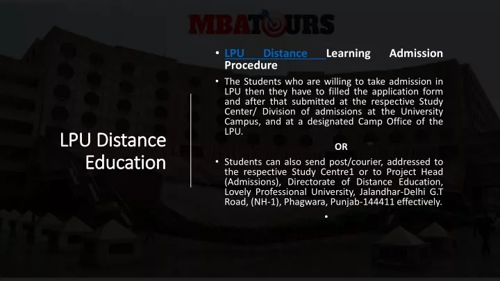 lpu distance education