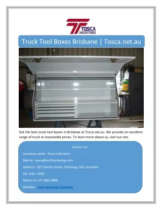 Truck Tool Boxes Brisbane | Tosca.net.au