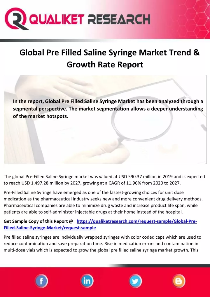 global pre filled saline syringe market trend