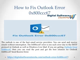 How to Fix Outlook Error 0x800ccc67