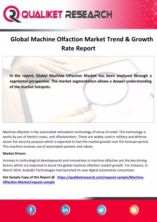 Global Machine Olfaction Market Size, Share Analysis 2020, Global Top Companies