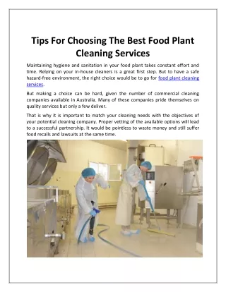 Food Plant Cleaning Services