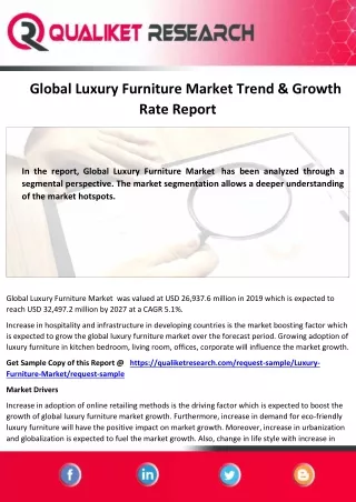 Global Luxury Furniture Marketby Product Type , by Application , and by Region ,