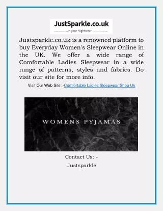 Comfortable Ladies Sleepwear Shop Uk | Justsparkle.co.uk.