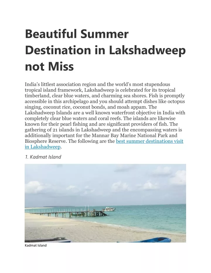 beautiful summer destination in lakshadweep