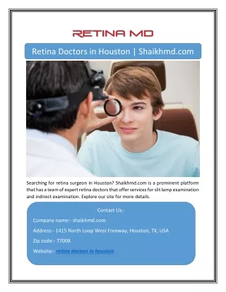 retina doctors in houston shaikhmd com