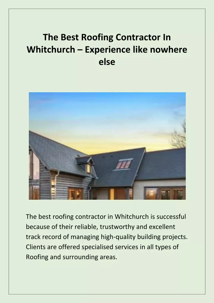 the best roofing contractor in whitchurch