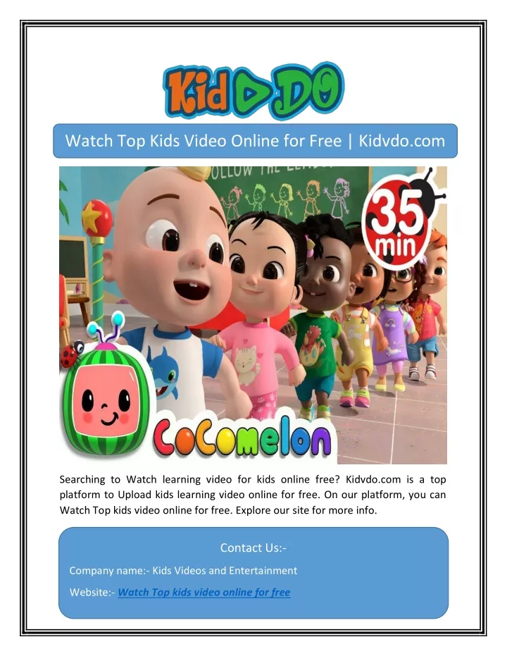 watch top kids video online for free kidvdo com