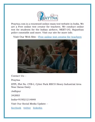 Free Online Test Creator for Teachers | Praytna.com
