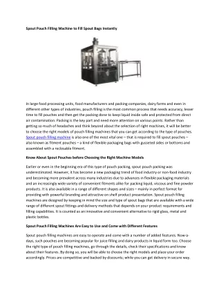 spout pouch filling machine to fill spout bags