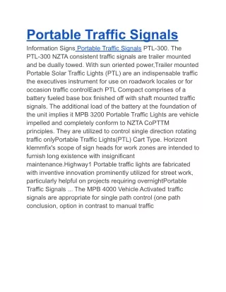 portable traffic signals information signs