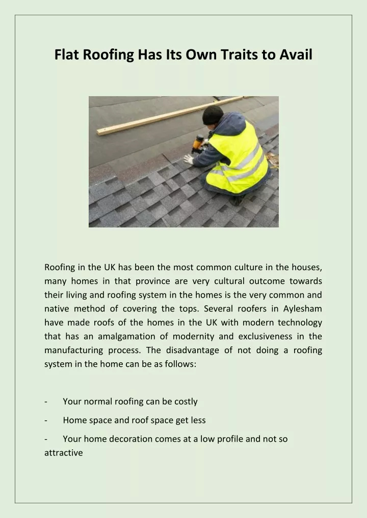 flat roofing has its own traits to avail