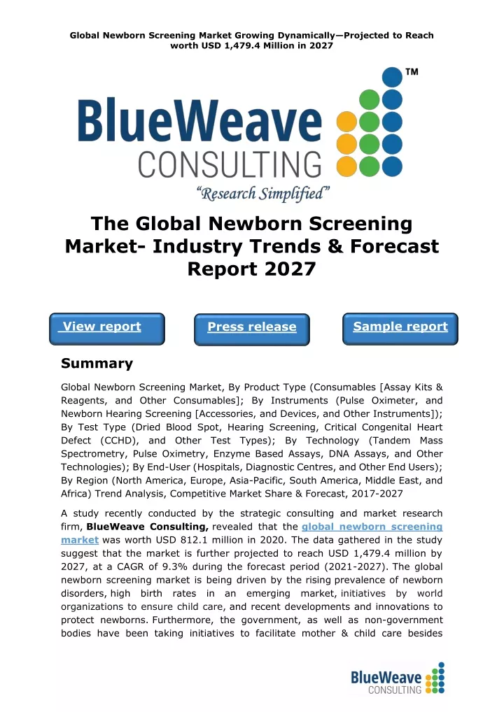 global newborn screening market growing