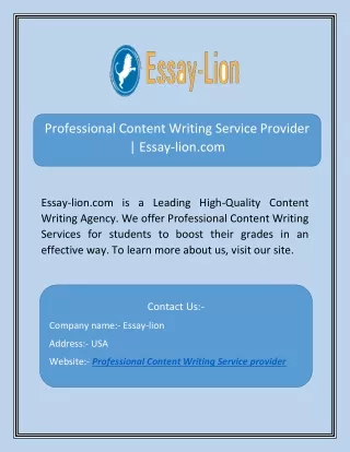 Professional Content Writing Service Provider | Essay-lion.com