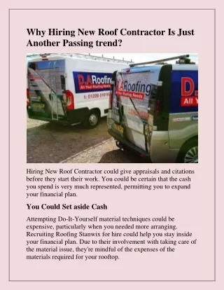 why hiring new roof contractor is just another