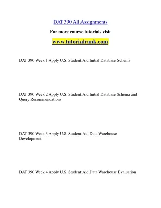DAT 390 Education Specialist |tutorialrank.com