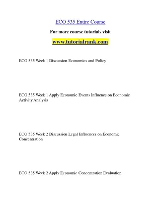 ECO 535 Education Specialist |tutorialrank.com
