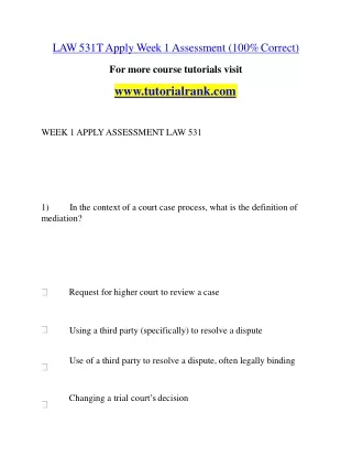 LAW 531T Education Specialist |tutorialrank.com