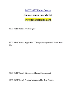 MGT 362T Education Specialist |tutorialrank.com