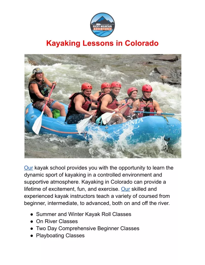 kayaking lessons in colorado