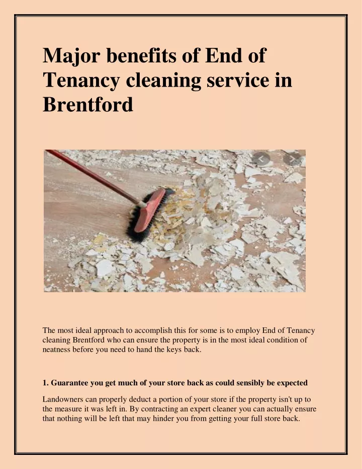 major benefits of end of tenancy cleaning service