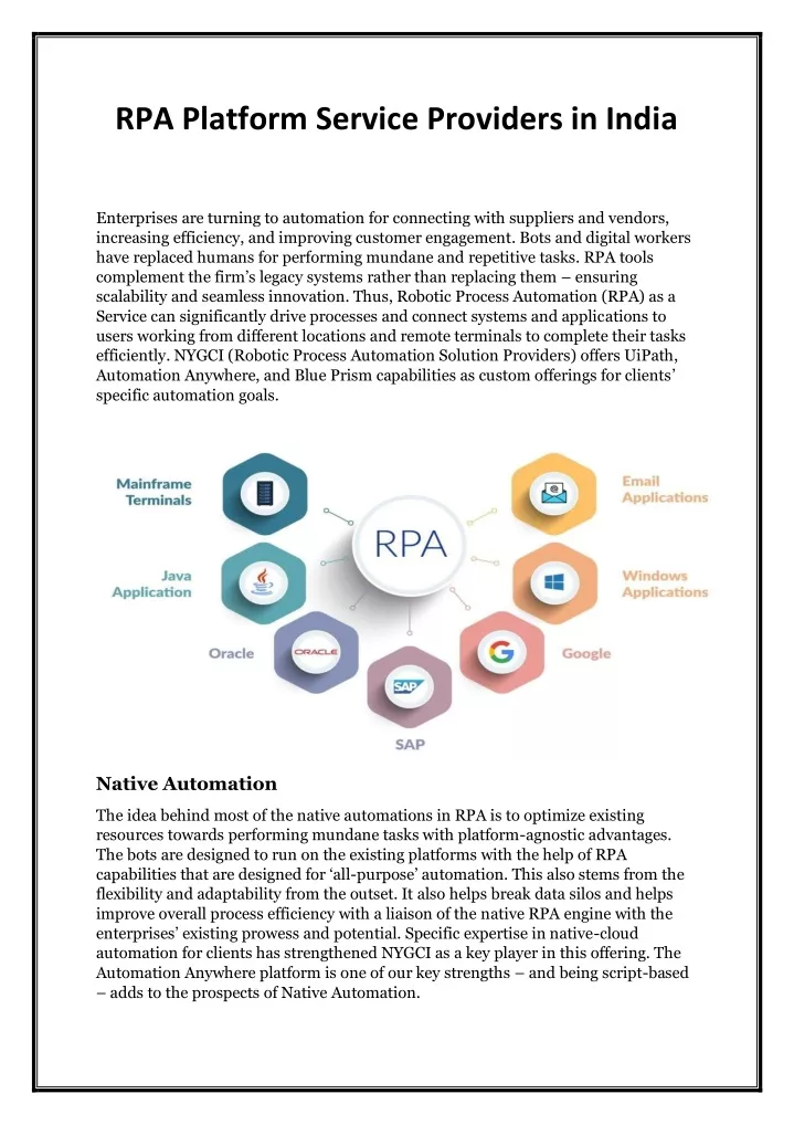 rpa platform service providers in india